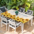 thumbnail image 2 of Yellow Sunflowers Table Cloths for 5 Foot Rectangle Tables, Summer Floral Elegant Pastoral Botanical Patio Waterproof Elastic Fitted Tablecloths, Washable Rectangular Table Cover for Camping, 2 of 8