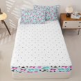 thumbnail image 4 of Homewish Soccer Print Cartoon Bow Zipper Twin Comforter Sets with Fitted Sheet and 2 Pillowcases for Boys Girls,Pink Teal Lightning Zipper Bedding Set,4-Piece, 4 of 6