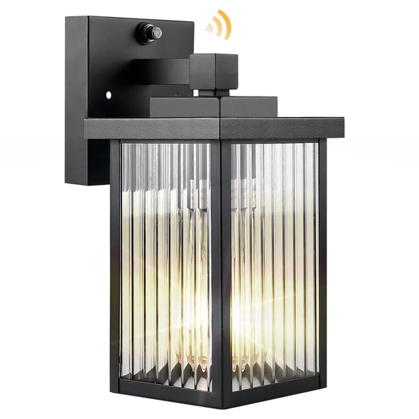 Lámpara de pared exterior hameso con encendido al anochecer y apagado al amanecer, resistente al agua y con vidrio