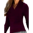 thumbnail image 3 of DYMADE Women Long Sleeve V-neck Plaid Patchwork Elegant Dress, 3 of 4