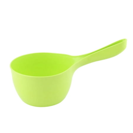 

Kitchen Plastic Handle Round Head Water Holding Pouring Ladle Scoop Green Yellow