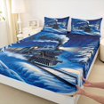 thumbnail image 4 of Manfei Classic Train Bed Sheets,Snowy Pine Trees Full Size Sheets,White Blue,4 Pieces,1 Flat Sheet, 1 Fitted Sheet and 2 Pillowcases, 4 of 6