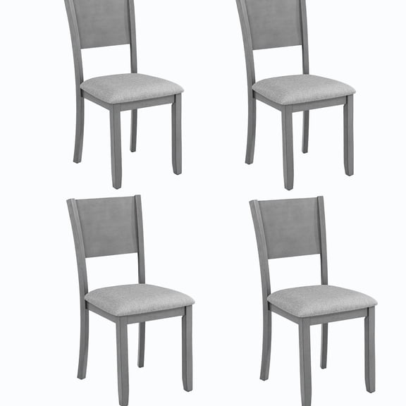 4pcs Dining Chairs In Gray, Padded Seat Chairs, Solid Wood Frame, Ergonomic Design, Comfortable Foam Filled Cushion Of 4 Soft Kitchen Side For Area, Build