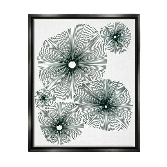 Stupell Industries Abstract Overlapping Flower Shapes Botanical & Floral Drawing Black Floater Framed Art Print Wall Art