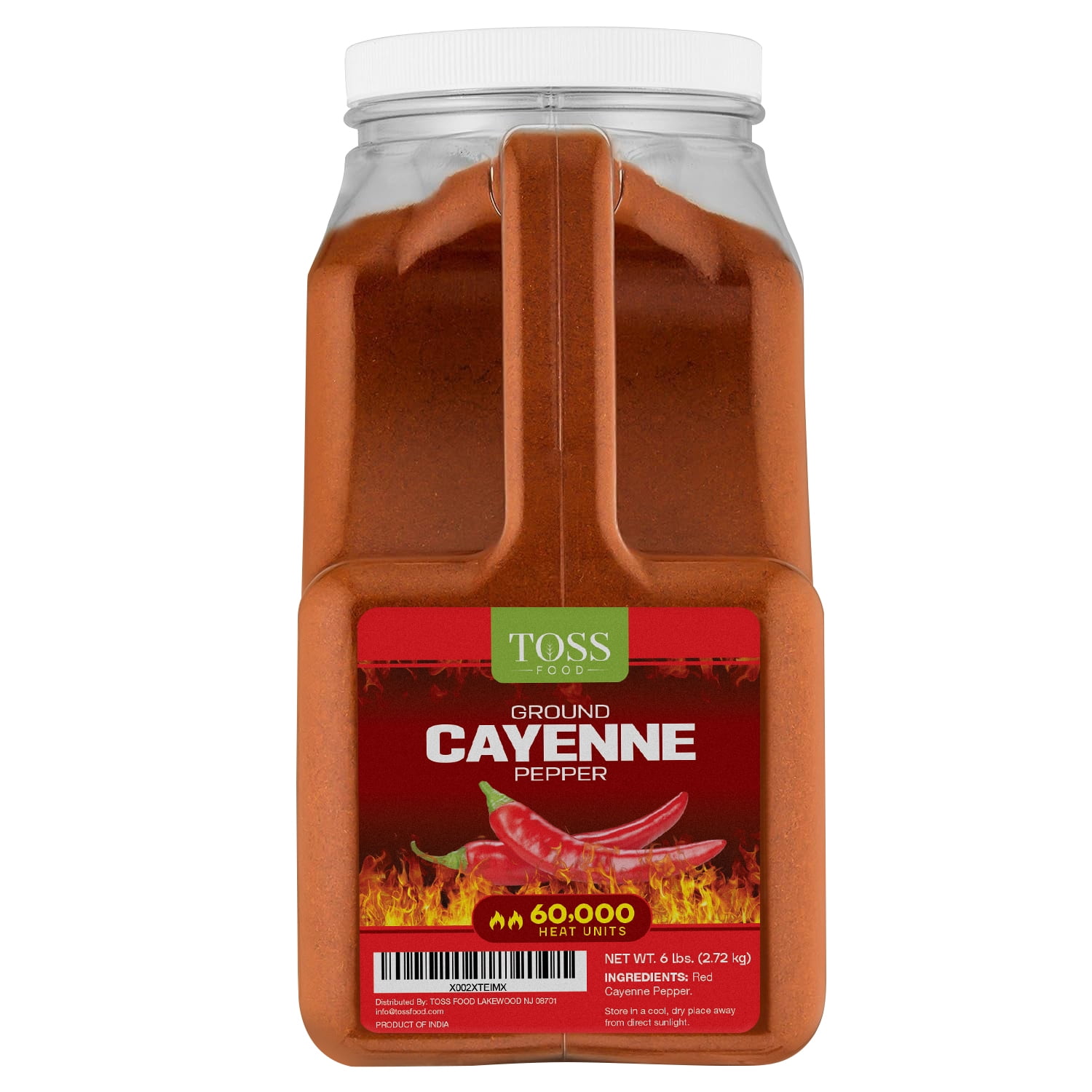Toss Extra Hot Cayenne Pepper Powder, Bulk 60,000 Heat Units, 6 lb - Ground Cayenne Pepper Spice for Home and Commercial Cooking