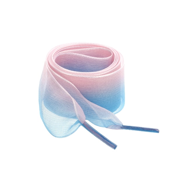 INSPIRE CHIC Women's 2.5cm Wide Flat Shoelaces Gradient Color Organza Shoe Strings 150cm/59" Blue Pink