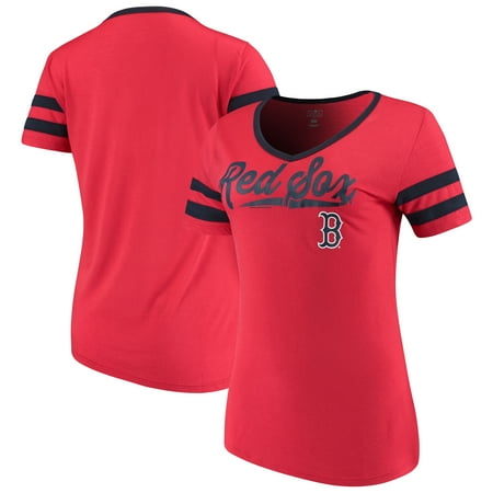 Women's New Era Red Boston Red Sox Jersey V-Neck (Red Sox Best Moments)