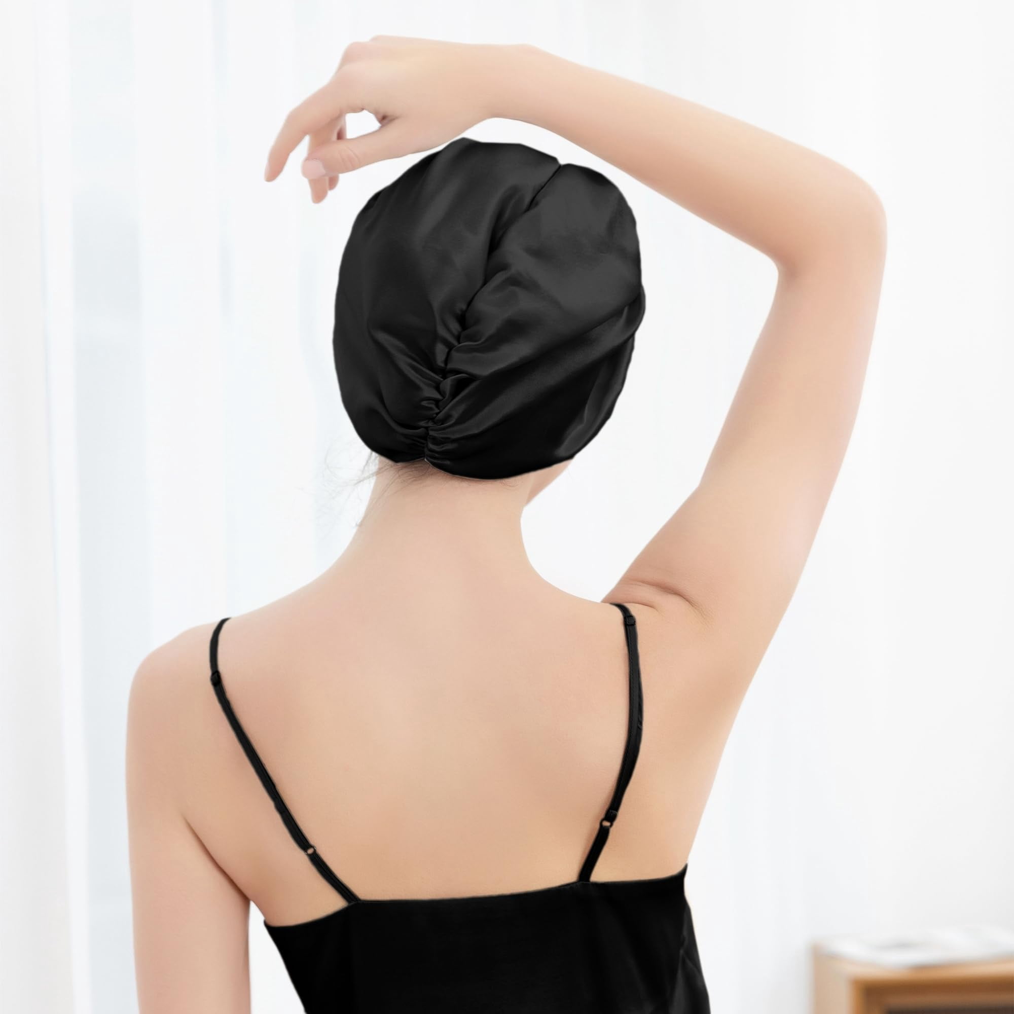 SusanSilk Premium 19 Momme Mulberry Silk Bonnet for Sleep and Shower