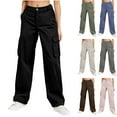thumbnail image 5 of qucoqpe ‌Cargo Pants for Women with Multi-Pocket Casual Loose Fitting Wide Leg Pants Baggy Stretchy Streetwear Black 2XL, 5 of 5