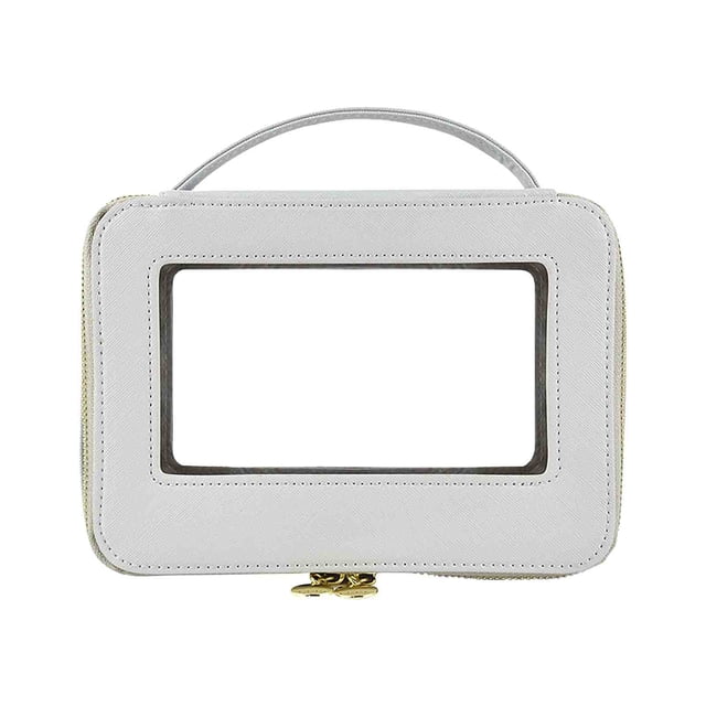 Dvkptbk creative creative New Fashion Counter High End Handheld Makeup Case with High Appearance Value Travel Portable Window Opening Transparent PVC Makeup Bag