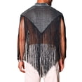 thumbnail image 3 of INSPIRE CHIC Men's Mock Collar Sleeveless Patchwork Sequins Fringe Vest M Silver, 3 of 5