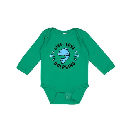 

Inktastic Live Love Dolphins Gift Baby Boy or Baby Girl Long Sleeve Bodysuit