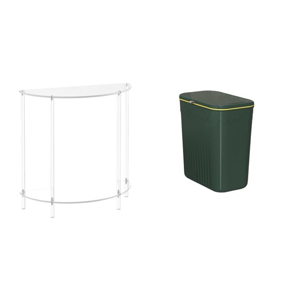 Mesita de noche de acrílico,Mesa auxiliar de acrílico transparente Mesa auxiliar transparente en capas,Mesa pequeña de acrílico,mesita de noche pequeña,compacta,Contenedor de compostaje