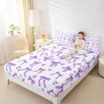 thumbnail image 3 of Manfei Purple Heart Print King Sheets,Coquette Bowtie Bedding,4 Pieces,1 Flat Sheet,1 Fitted Sheet and 2 Pillowcases, 3 of 6