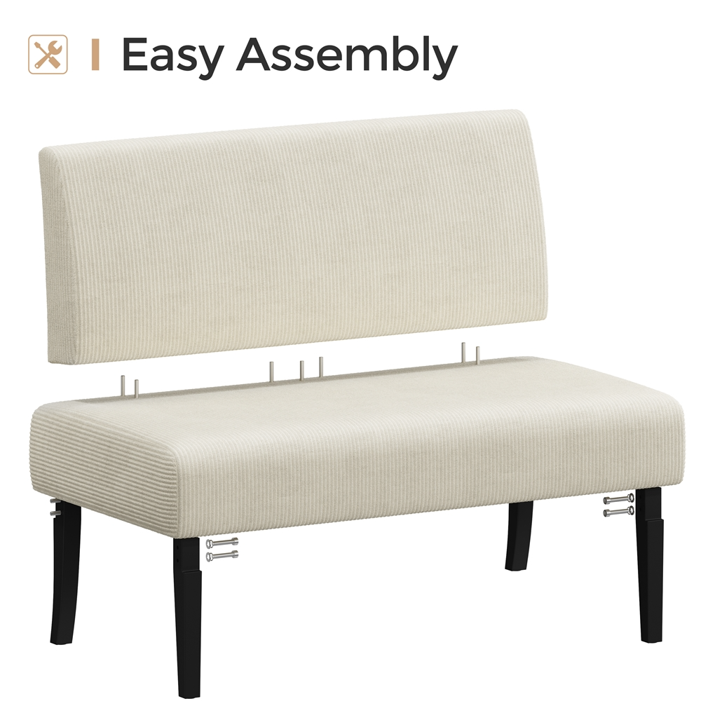 Renwick Corduroy Armless Loveseat with Strong Rubberwood Legs & USB Ports for Small Spaces, Beige