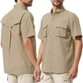 thumbnail image 6 of liyiyiyia Men's Button Short Sleeve Shirts for Fishing Hiking Outdoor Workwear Outdoor Quick Dry Sun Protection Button Work Shirt Casual Tops, 6 of 7