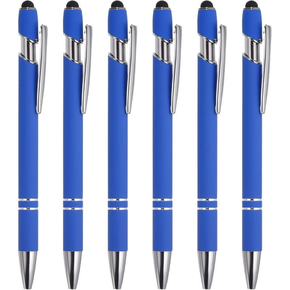 6 Pack Ballpoint Pens with Stylus Tip, 2 in 1 Metal Pen Black Ink 1.0mm Medium Point Stylus Pen for Touch Screens