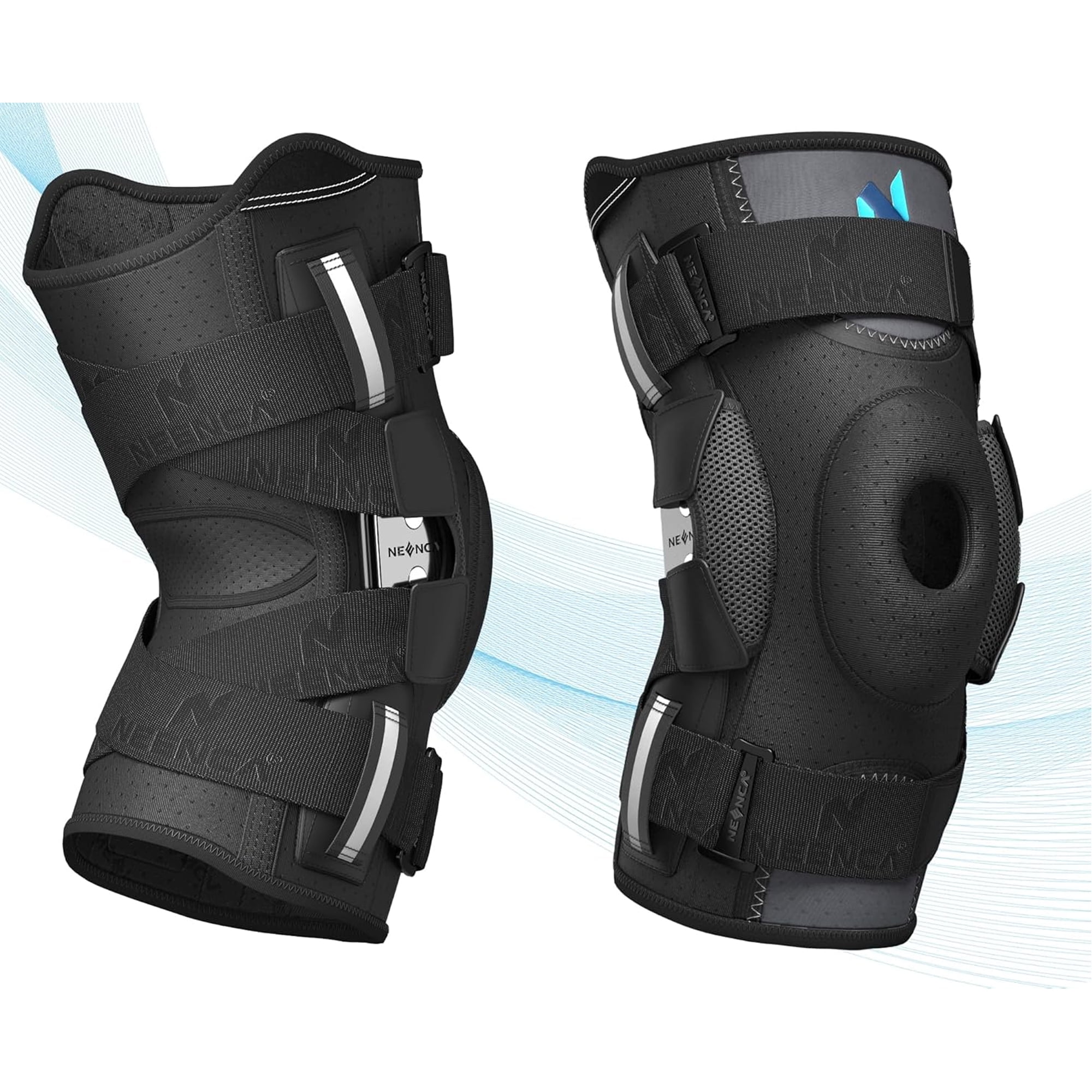 NEENCA Hinged Knee Brace with Patented X-Straps Fiting System,Knee Compression Sleeve Relieves Meniscus Tear,ACL,MCL,Knee Support and Knee Pain Relief,Men & Women-XL