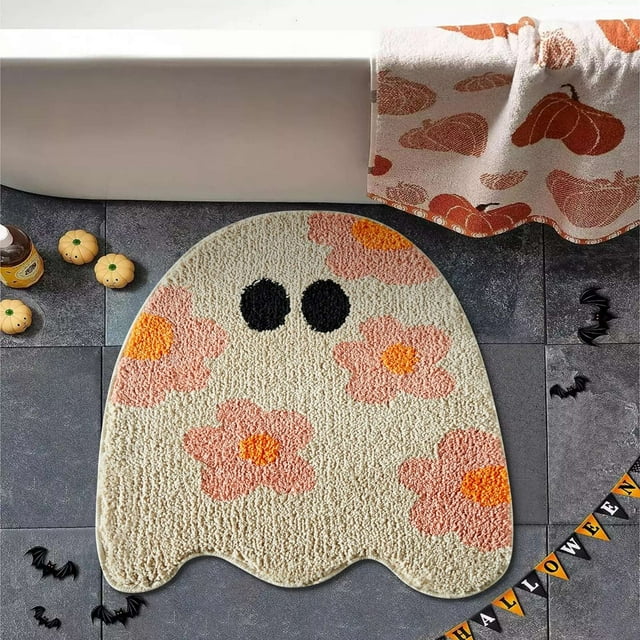 Oliegs Heated Blanket Cute Shaped Halloween Bath Mat Boho Vintage Floral Funky Halloween Bath Mat For Bathroom Aesthetic Decorations Modern Abstract Cool Gothic Bathroom Rugs Chocolate