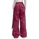 thumbnail image 5 of Pantalones cargo de mujer de cintura media y pierna ancha con bolsillos laterales - Ropa urbana elástica y holgada para viajar - Puños con cordón ajustable en los tobillos, poliéster, para todas la, 5 of 7