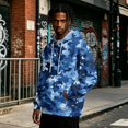 thumbnail image 4 of Men's Camo Print Pullover Hoodie,Drawstring Hooded Long Sleeve Casual Sweatshirt,Loose Streetwear Top with Pockets Blue 3XL, 4 of 6