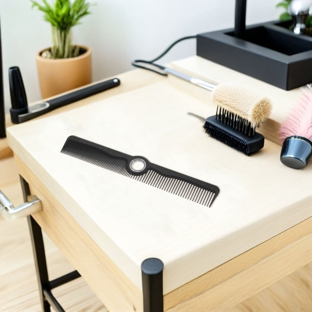 PAMINGONO Peine Para Corte De Con Antiestático Y Eje Rotativo Negro