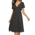 thumbnail image 2 of BLVB Summer Boho Dresses for Women Polka Dots V Neck Short Sleeve Sundress Casual A-Line Flowy Beach Midi Dresses, 2 of 6