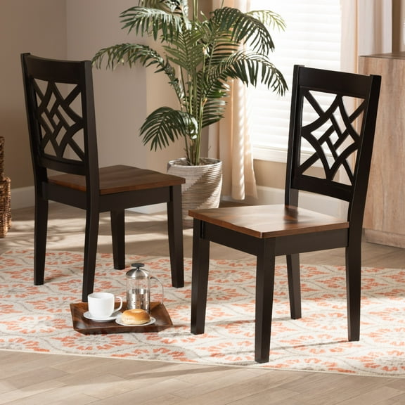 Baxton Studio Nicolette Dining Chair, Set of 2, Dark Brown