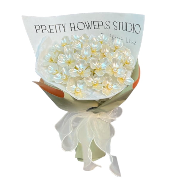 Ramo de flores de magnolia de imitación DIY hecho a mano, elegante para el Día de la Madre y cumpleaños. pétalos blancos