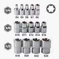 thumbnail image 2 of Juego de 14 Piezas de Enchufes Torx con Estrella e Hembra E4-E24 Tuerca de Inserción de Enchufe Hexagonal Externo e-Torx, 2 of 5