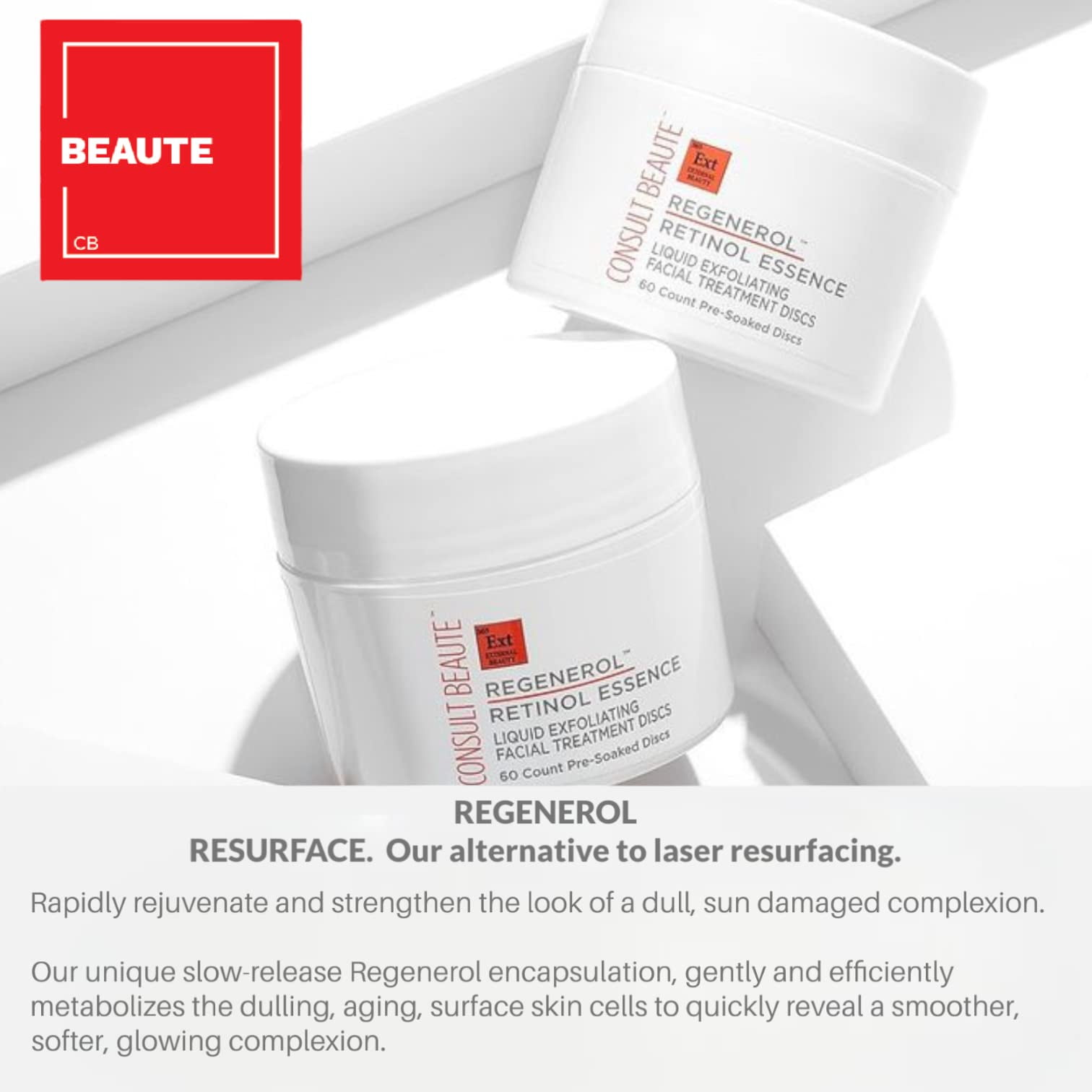 Consult Beaute Regenerol Retinol Exfoliating Treatment Pads, Facial Resurfacing for Clear, Smooth, Radiant Skin 60 Count