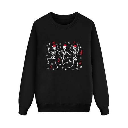 

Youmylove Christmas Long Sleeve Letter Printed O-Neck Pullover Sweatshirt Blouse Xmas Holiday Family Outfit