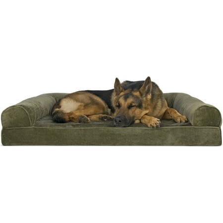 - FurHaven Pet Dog Bed | Orthopedic Faux Fur & Velvet Sofa-Style Couch Pet Bed for Dogs & Cats, Dark Sage, Jumbo