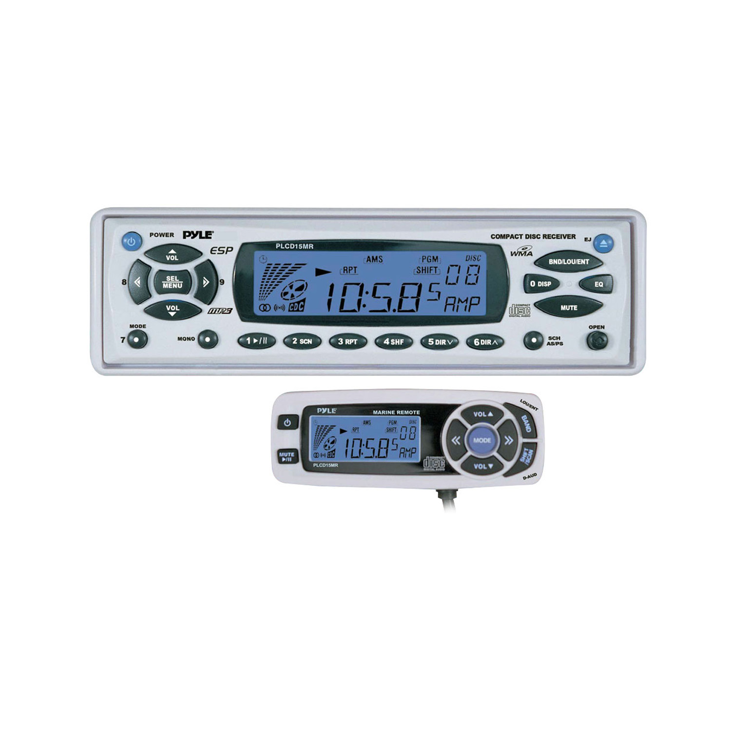 Pyle AM/FMMPX InDash Marine CD/MP3 Player with Full Face Detachable Panel and Wired Remote