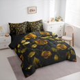 thumbnail image 3 of jejeloiu Gold Flowers Leaves 7-Piece Bedding Comforter Set,Valentine Rose King Bedding Sets,Rustic Plant Bed Sheets For Teens,Luxury Bedroom Decor Reversible, 3 of 8