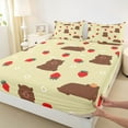thumbnail image 3 of Castle Fairy Cartoon Capybara 4pcs Bed Sheets for Preppy Child,Kawaii Floral Strawberry King Sheets,Cute Animal Super Cozy Sheet Set,Ultra Soft Home Decor, 3 of 7