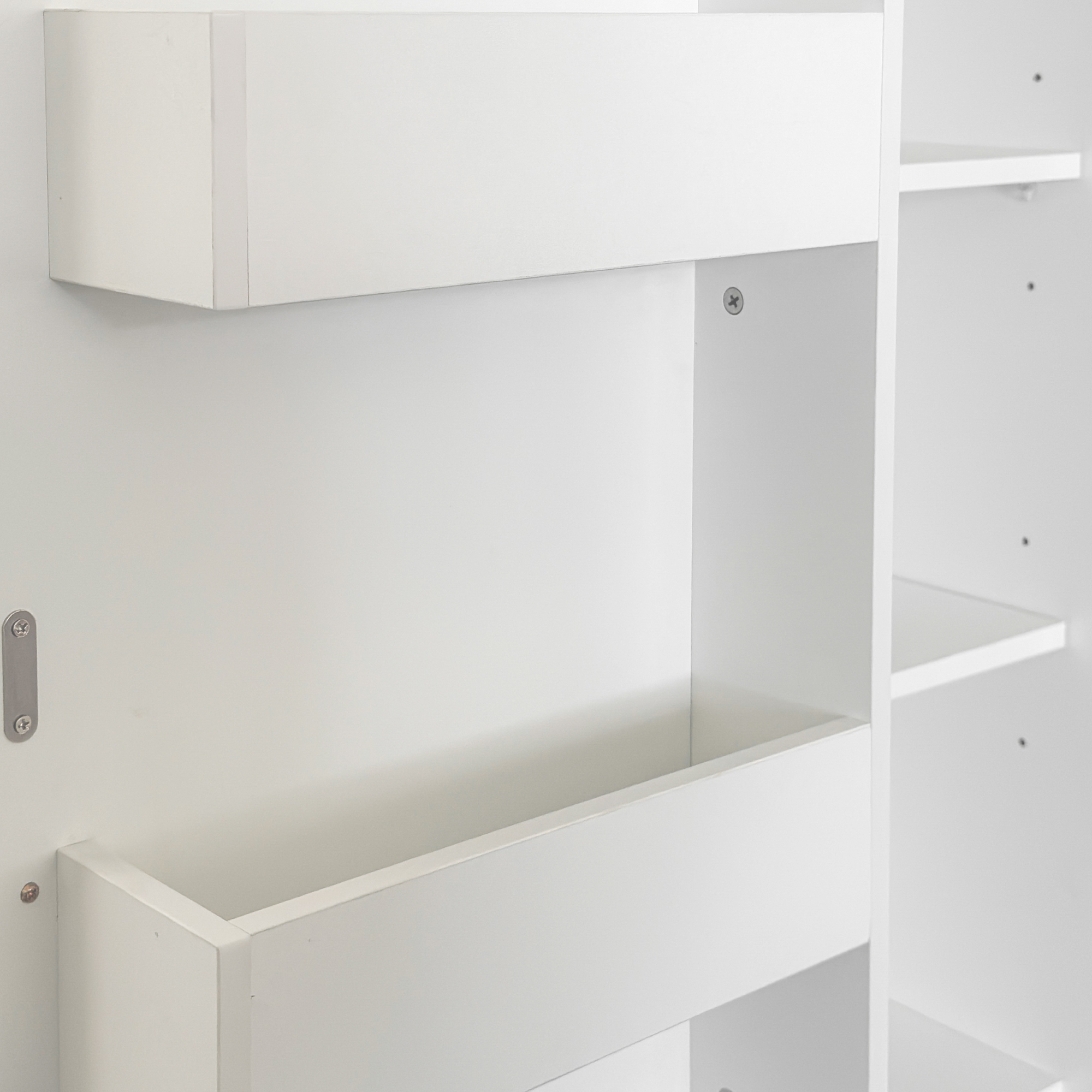 70" Tall Pantry Cabinet, Freestanding Cupboard with Adjustable Shelves and Door Rack, Wood Narrow Bathroom Storage Cabinet for Kitchen, Living Room