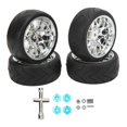 thumbnail image 1 of 4pcs 1/10 RC Wheels Shock Absorbing Abrasion Resistant RC Rubber Tires for Most 1/10 Flat Sports Cars, 1 of 4