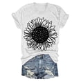 thumbnail image 2 of White Women's Short Sleeve T-shirt, Women'S Sunflowers Short Sleeve T Shirts Vintage Cute Graphic Crew Neck Summer Casual Tops,Women's Short sleeve T-shirt XL, 2 of 4