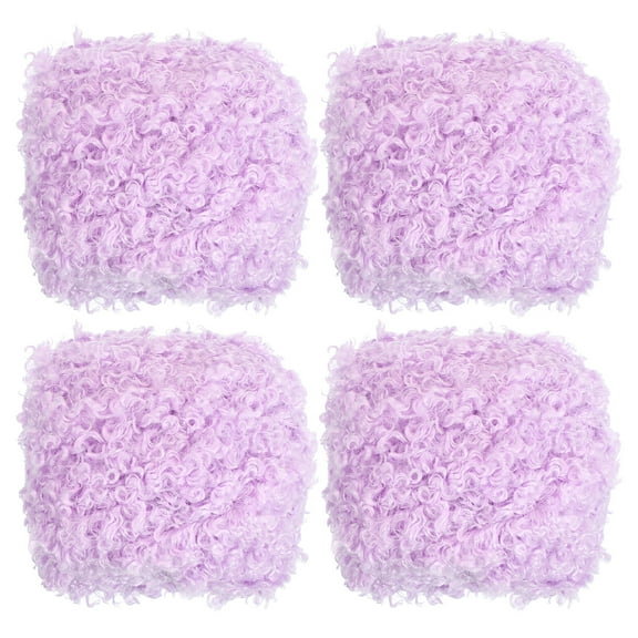 33yds Fluffy Yarn, 4 Skeins Fuzzy Yarn  Faux Fur Yarn Crochet Soft Polyester Plush Fur Eyelash, Light Purple