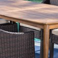 thumbnail image 3 of GDF Studio Kerk Outdoor Acacia Wood and Wicker 7 Piece Dining Set with Cushion, Teak, Multibrown, and Beige, 3 of 13