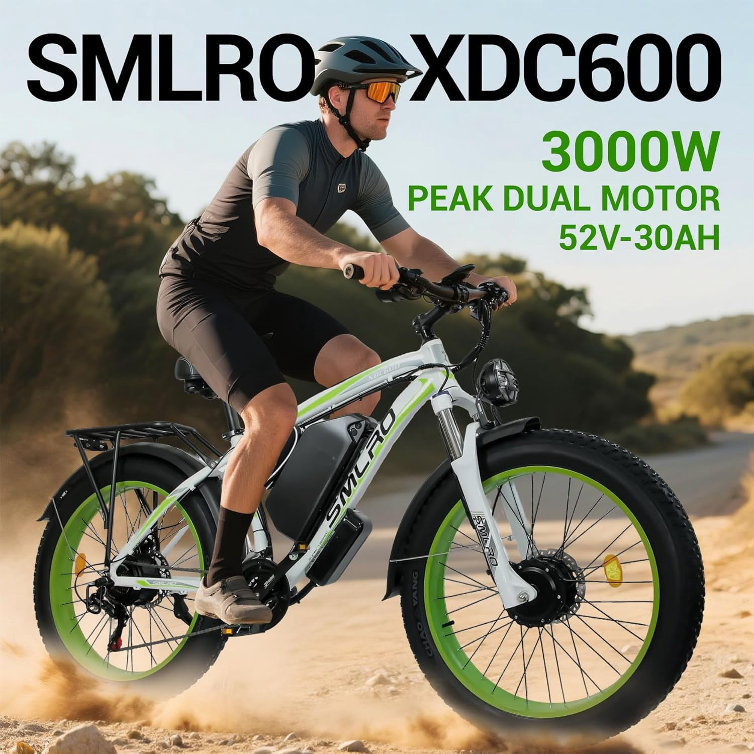 5000W Peak Dual Motor Ebike, 52V 30AH Battery Electric Bike for Adults, 7-Speed 40MPH AWD Ebike Mountain Snow E-Bike with 26" x 4.0 Fat Tire MTB Hydraulic Disc Brake for Off-Road Snow