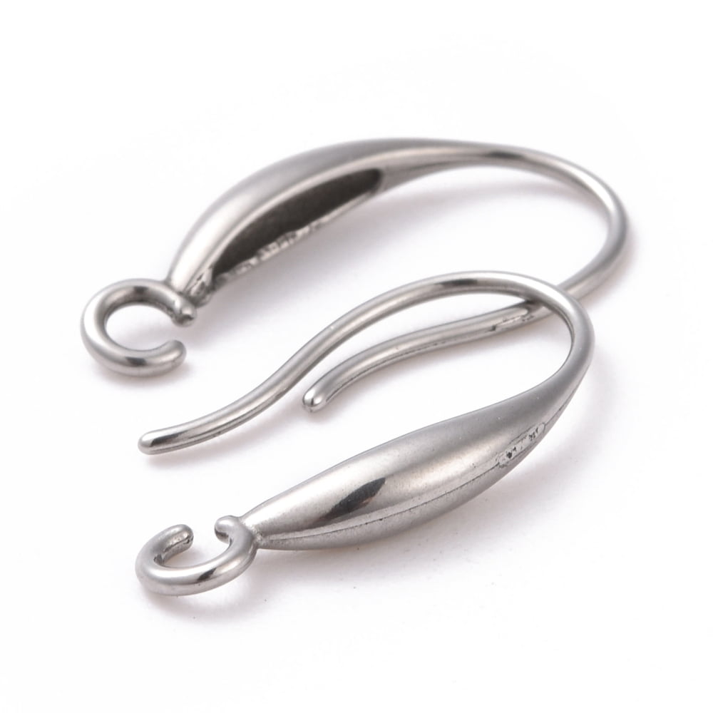 Resistant 304 Stainless Steel Earring Hooks with Horizontal Loops Stainless Steel color 18x10x2.5mm Hole: 2mm 21 Gauge Pin: 0.7mm