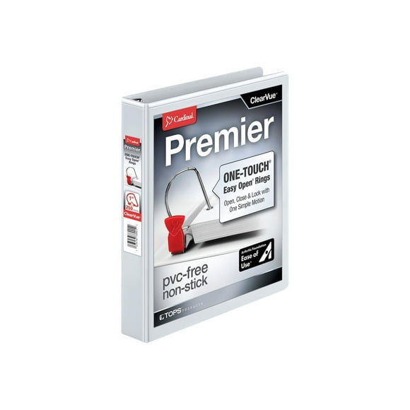 Cardinal Premier Easy Open ClearVue Locking Slant-D Ring Binder ,BNDR,EZOPN,D,CV,2"WE