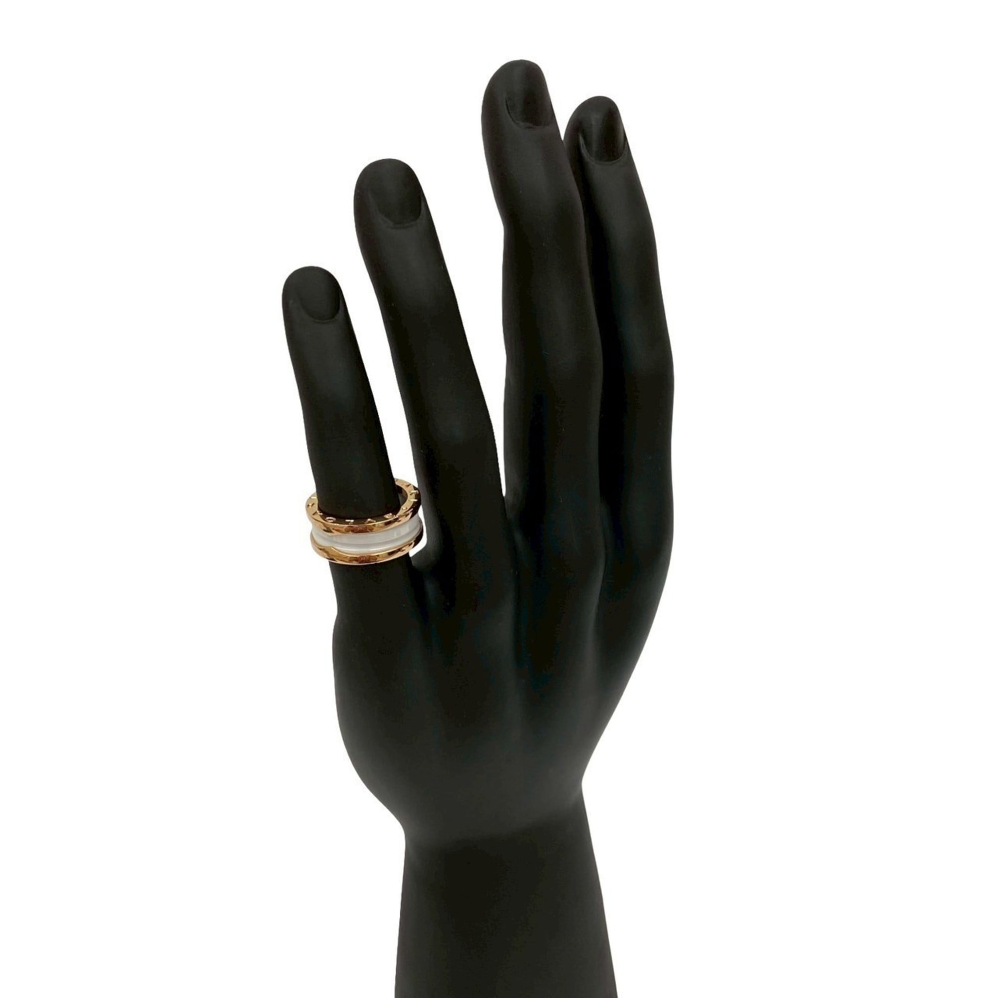 Pre-Owned BVLGARI B.zero1 18K Pink Gold Ceramic Ring, Accessory, Gold, o3252 (Good)
