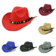 thumbnail image 2 of Hat Jazz Cap Wide Brim Cowboy Style Rivet Roll Up Solid Color Fedora Hat Dress Up Accessory, 2 of 6
