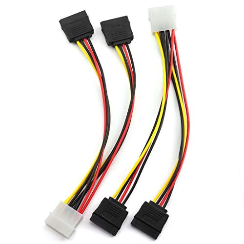 2pcs SATA Male to 2 SATA Splitter Female Power Cable extension adapter wire 8" 