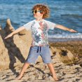thumbnail image 3 of FORMRS Boys Rash Guard Short Sleeves Swim Shirt Quick Dry UPF 50+ Sun Protection, Sizes 3-12T, White Sea Plants, 3 of 6