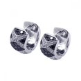 thumbnail image 1 of Clear Cubic Zirconia Filigree Huggie Earrings Rhodium Plated Sterling Silver, 1 of 2