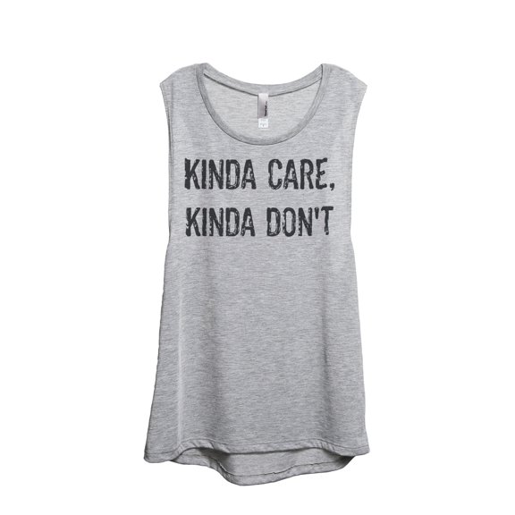 Kinda Care Kinda Don't Women's Fashion Sleeveless Muscle Workout Yoga Tank Top Sport Grey Large